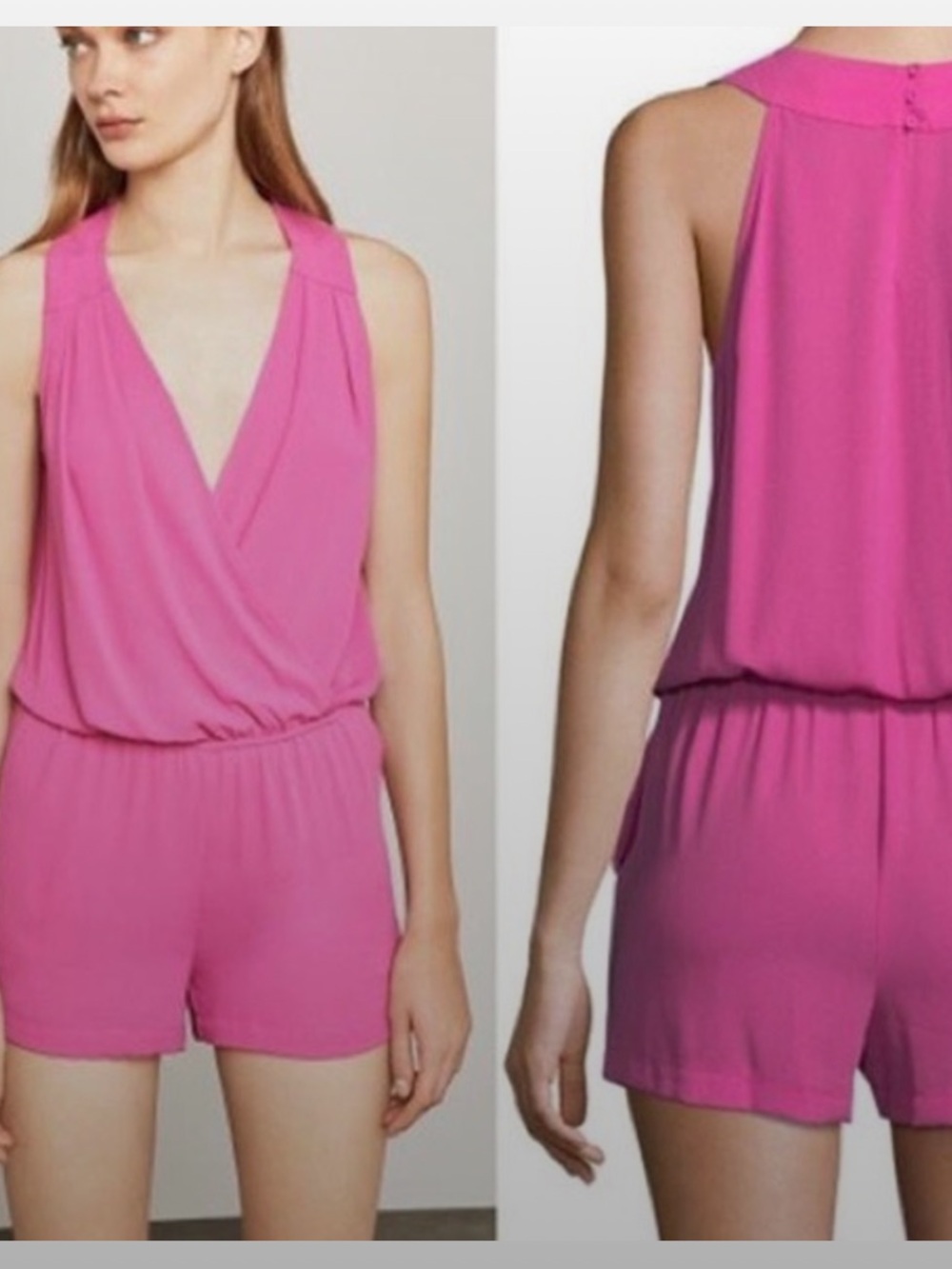 BCBGMaxAzria Hot Pink Sleeveless Romper